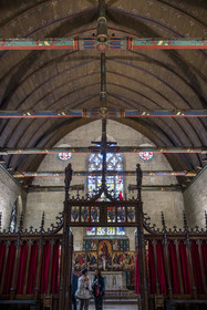 France, Côte-d'Or (21), Beaune, zone classée Patrimoine Mondial de l'UNESCO, Hospices de Beaune, l'Hôtel-Dieu, la chapelle au bout de la Grande salle des Pôvres et séparée par un jubé