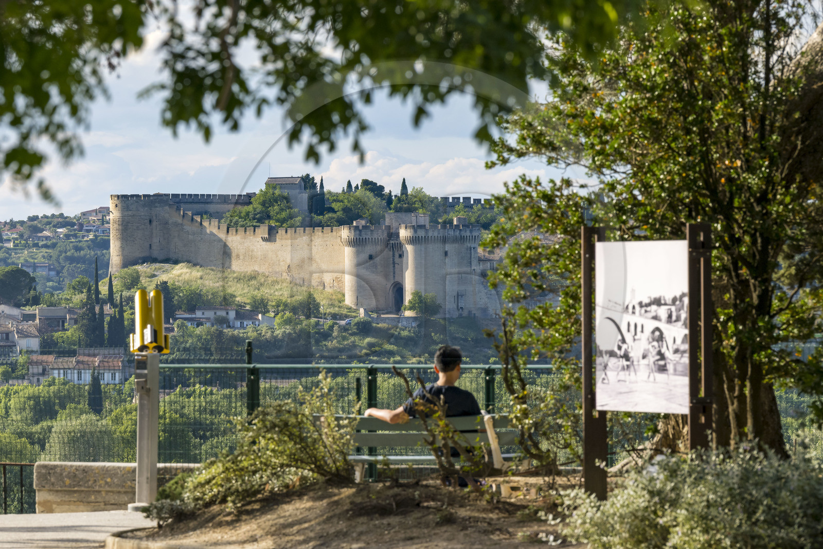 France, Vaucluse, Avignon, Fort Saint-André in Villeneuve-lès-Avignon seen from the Jardin des Doms