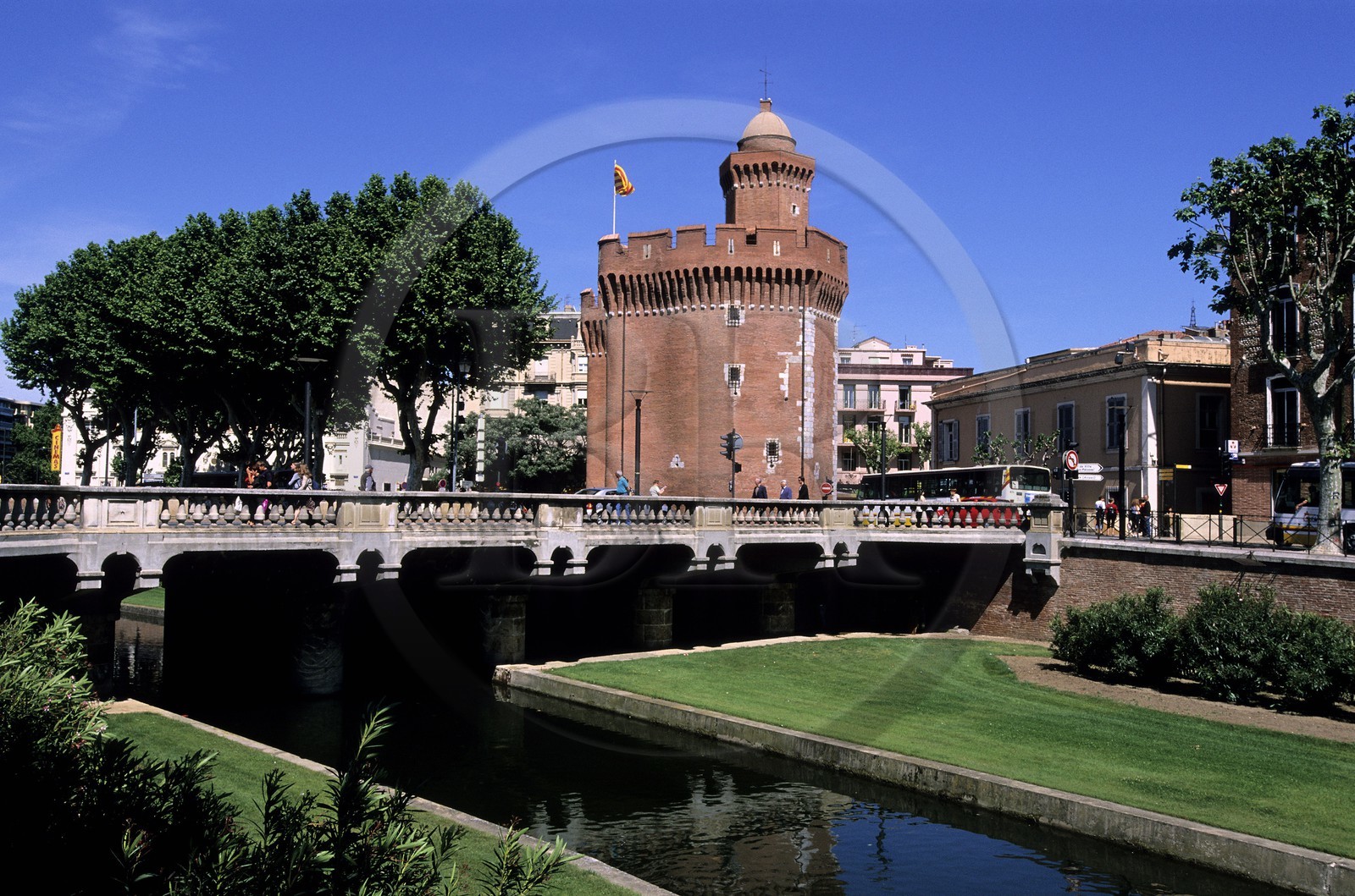 France, Pyrenees Orientales, Perpignan, Castillet, part of the old walls