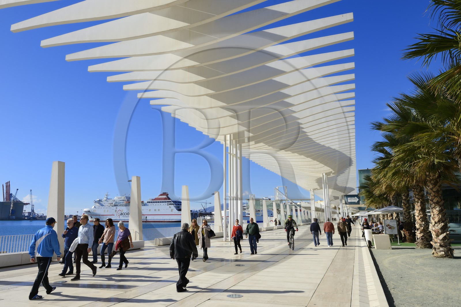 Spain, Andalusia, Malaga, the waterfront on the port, Palmeral de las Sorpresas