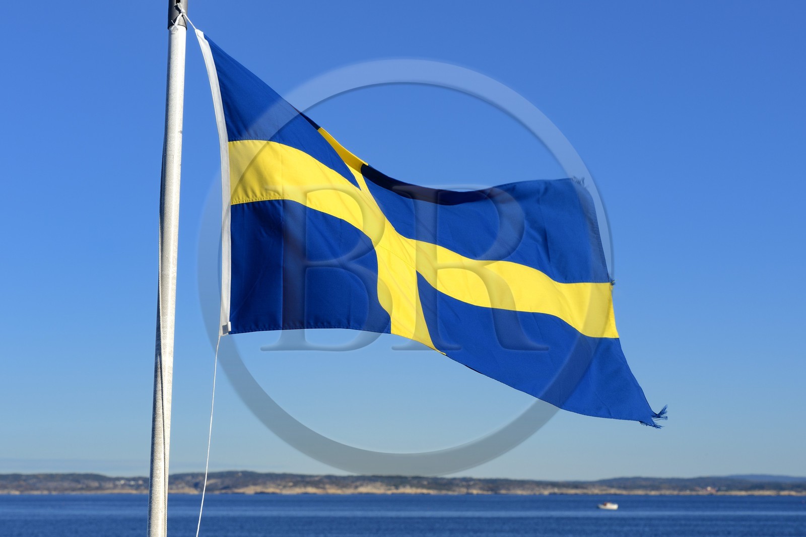 Suède, Västra Götaland, Iles Koster, drapeau suédois