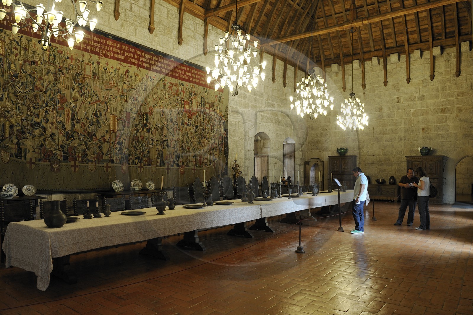 Portugal, Minho region, Guimaraes, town listed as World Heritage by UNESCO, Paço dos Duces de Bragança (Palace of the Dukes of Braganza), the Main Hall