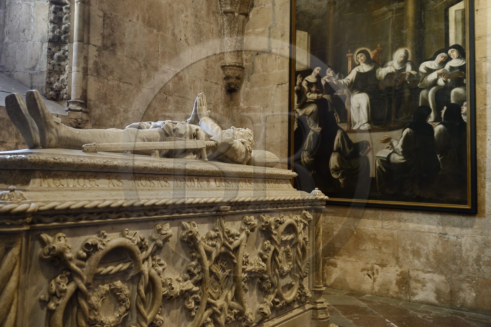 Portugal, Lisbon, Belem, Hieronymites Monastery (Mosteiro dos Jeronimos), listed as World Heritage by UNESCO, Santa Maria church, tomb of the poet Luis Vaz de Camoes said Camoens