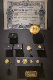France, Paris, the Monnaie de Paris (Paris Mint) Museum, showcase dedicated to gold and its coins