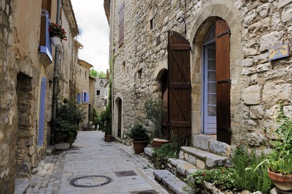 France, Herault, Pic Saint-Loup region, Les Matelles village, the old city main street