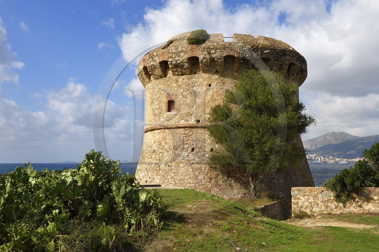 France, Corse du Sud, Gulf of Ajaccio, Capitello tower, near the Ricanto beach, Ajaccio in the background