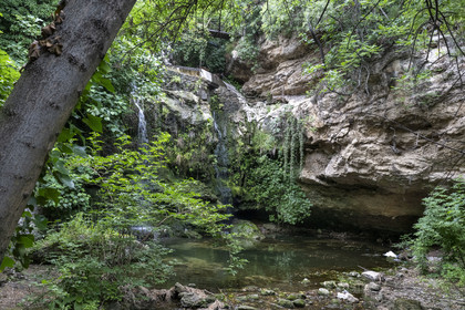 France, Bouches-du-Rhône (13), Marseille, quartiers nord, quartier des Aygalades, La Cité des Arts de la Rue, parcours nature artistique menant à la cascade des Aygalades