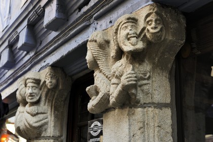 France, Finistère (29), Quimper, maison des cariatides rue du Géodet