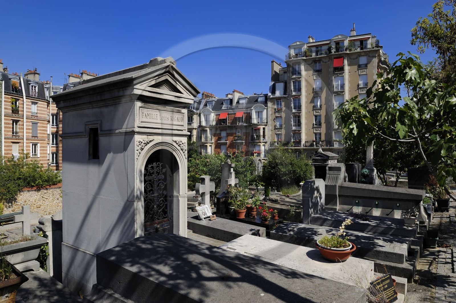 France, Paris (75), Butte Montmartre, le cimetière Saint Vincent entouré d'immeubles