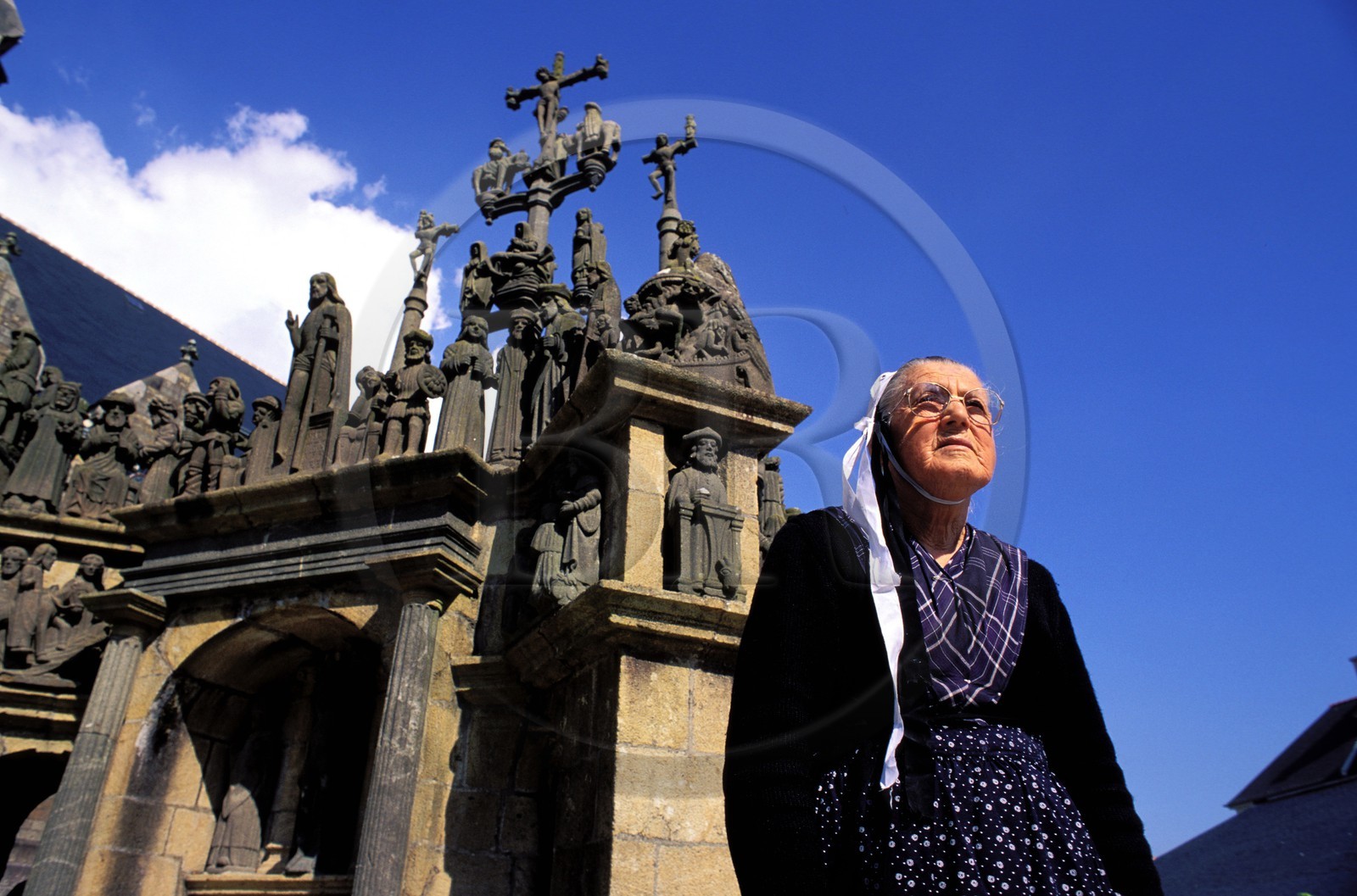 France, Finistere, Plougastel, od woman wearing a traditional outfit