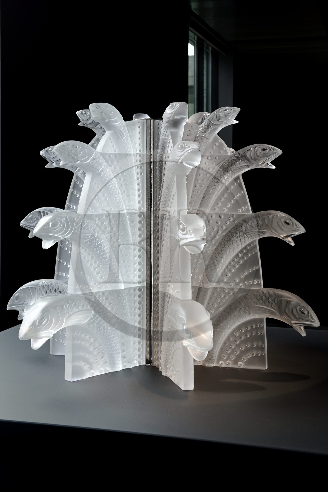 France, Bas-Rhin (67), Wingen-sur-Moder, le musée Lalique, Fontaine Poissons modèle 1937