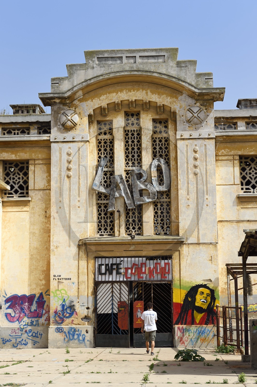 Morocco, Casablanca, former slaughter house in  Jaafar-El-Barmaki street built in 1922 by architect Georges-Ernest Desmarest, a cultural center today: La Fabrique Culturelle