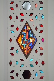 Morocco, Casablanca, Sacré-Coeur church stained glass, architect Paul Tournon (built between 1930 and 1953)
