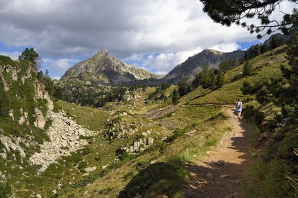 France, Hautes Pyrenees, Saint Lary Soulan and Vielle-Aure, hike on a variant of the GR10 between the Portet pass and the Bastan lakes on the edge of the Neouvielle nature reserve