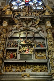 France, Finistere, Lampaul Guimiliau church, the altar piece of Passion