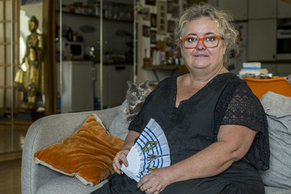 France, Loire-Atlantique (44), Nantes, quartier de Graslin, Nathalie Brucker tient la plus ancienne boutique (Byblos) du Passage Pommeraye et y habite à l'étage