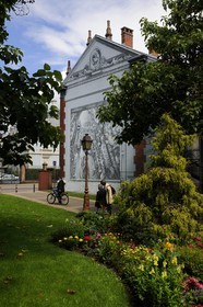 France, Haut Rhin, Mulhouse, painted wall at universite populaire, former chemistry school