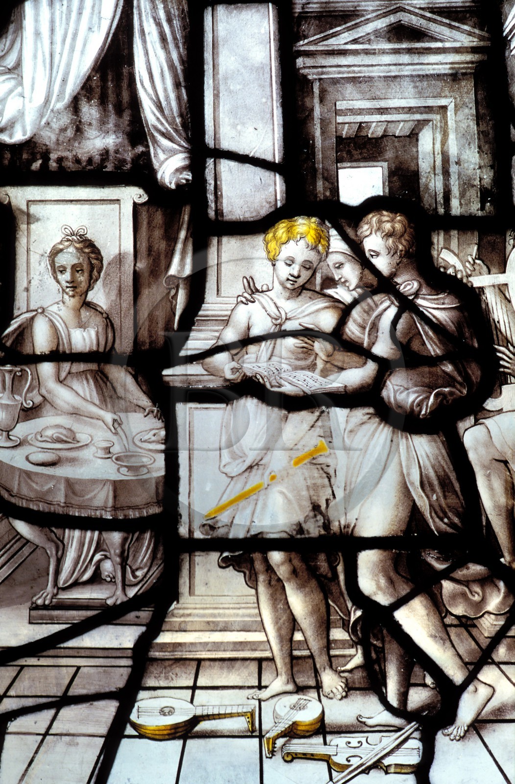 France, Oise (60), Chantilly, un vitrail du château