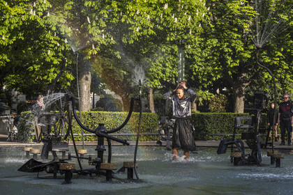 Suisse, Bâle, Theaterplatz, Fontaine du Carnaval de Tinguely (Fasnachtsbrunnen)