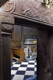 France, Bas-Rhin (67), Mont Saint-Odile, abbaye de Hohenbourg encore appelée couvent du Mont-Sainte-Odile, chapelle Sainte-Odile et tombeau de la sainte