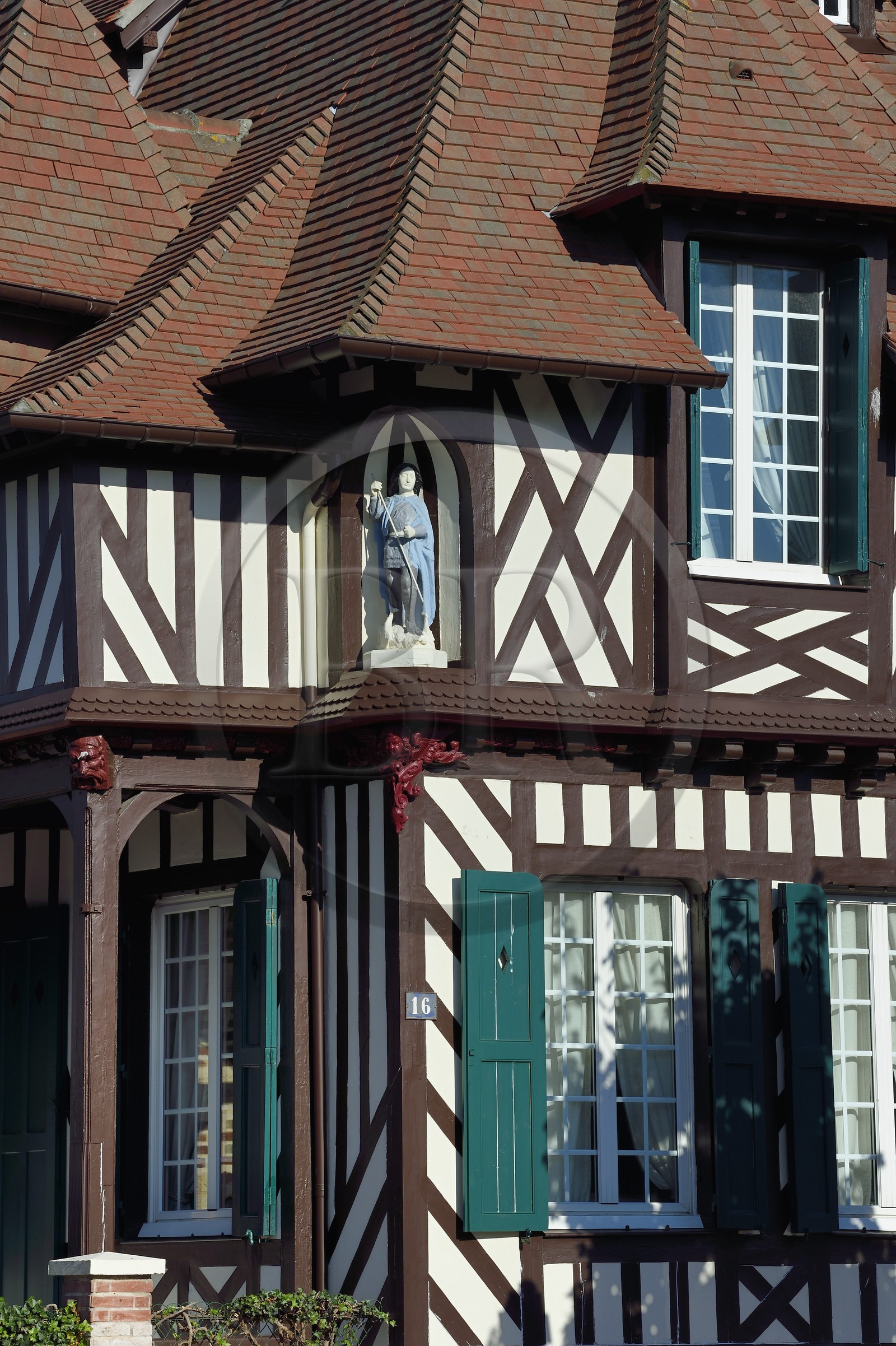 France, Calvados, Pays d'Auge, Deauville, half timbering house on avenue Charles de Gaulle