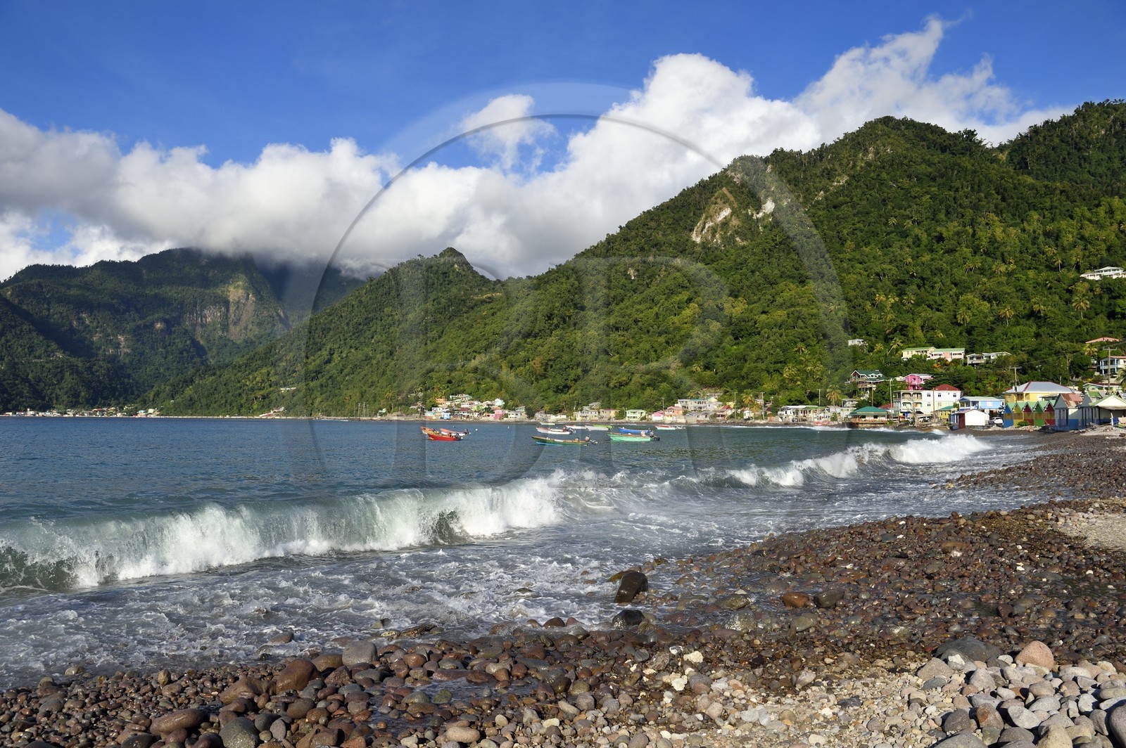 Caribbean, Dominica Island, Soufriere Bay, the village of Scotts Head