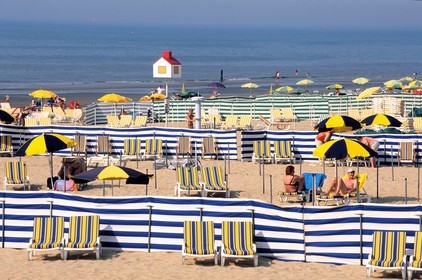 Belgium, West Flanders, the beach of the sea resort De Haan ( the Cock)