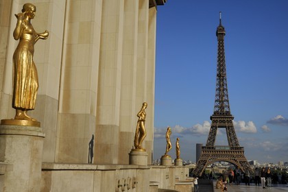 France, Paris (75), la Tour Eiffel vue depuis le Trocadero