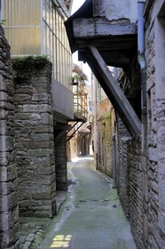 France, Saône et Loire (71), Tournus, la ruelle du Bief Potet qui chemine entre les maisons