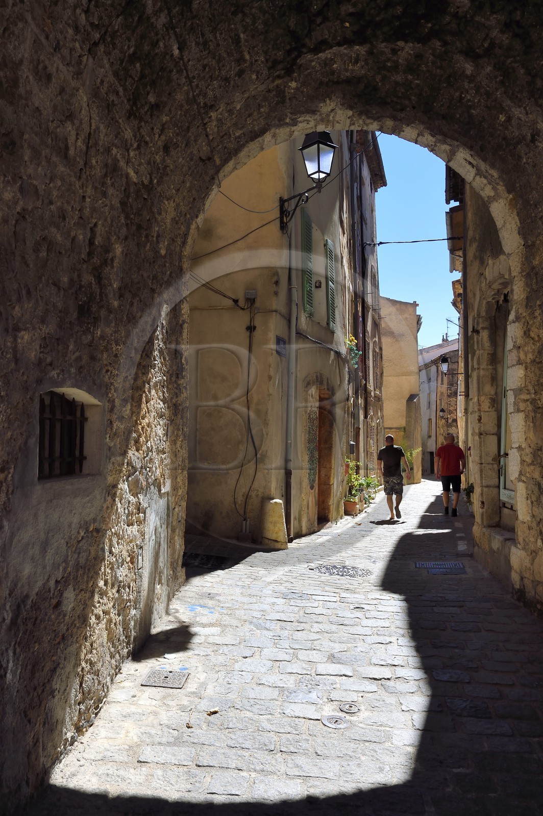 France, Var, Parc Naturel Regional du Verdon, the village of Aups, rue Rosette Ciofi passing under the Saracen tower
