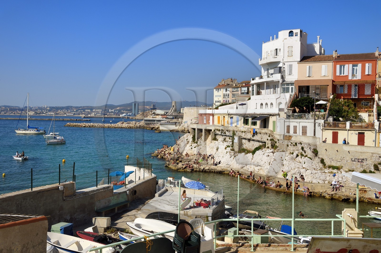 France, Bouches-du-Rhône (13), Marseille, quartier d'Endoume, Malmousque, petit port de l'Anse de Malmousque