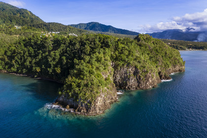 Caribbean, Dominica Island, Toucari Bay point north of Portsmouth (aerial view)