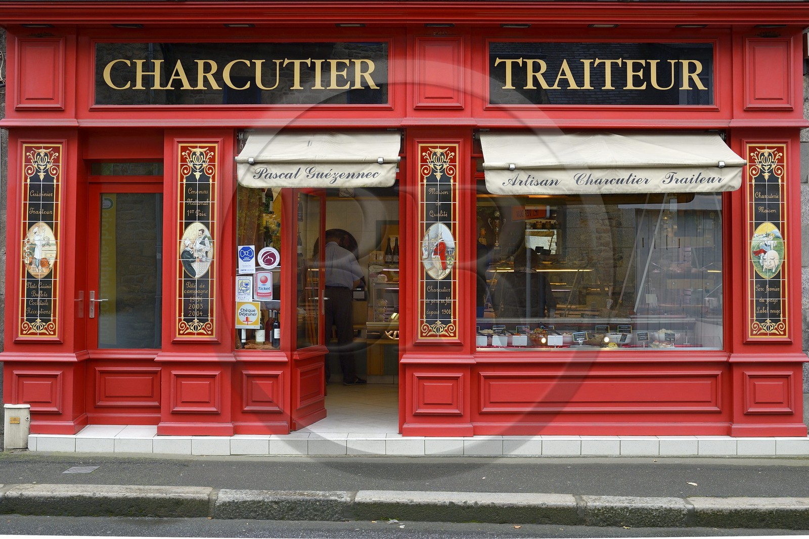 France, Cotes-d'Armor, Guingamp, a butcher shop
