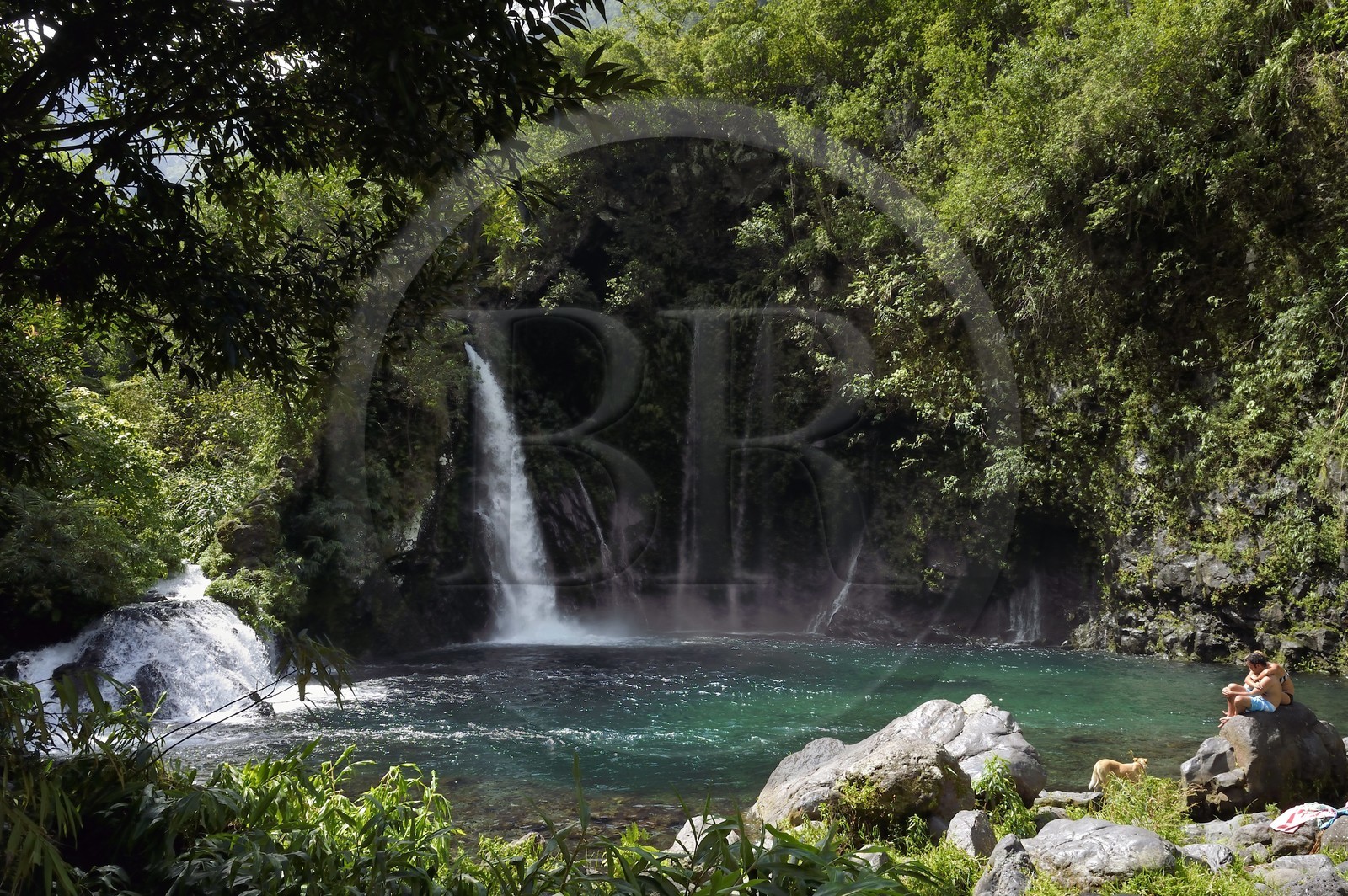 France, Reunion island (French overseas department), Saint Joseph, Langevin river on the flank of the Piton de la Fournaise volcano, the Trou Noir (Black Hole) waterfall