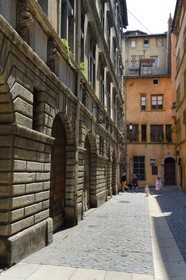 France, Rhone, Lyon, historical site listed as World Heritage by UNESCO, St. Paul neighborhood in the Vieux Lyon (Old Town), the Dugas House in Rue Juiverie street