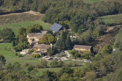 France, Var, Provence Verte (Green Provence), Bras village next to Saint Maximin, Le Peyrourier - une campagne en Provence Bed and Breakfast (aerial view)