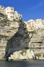 France, Corse du Sud, Bonifacio, the old town or Upper Town perched on limestone cliffs more than 60 meters high