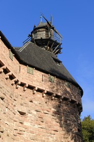 France, Bas Rhin, Orschwiller, Alsace Wine Road, Haut Koenigsbourg Castle, the windmill on a open tower