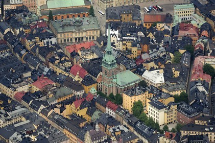 Suède, Stockholm, ile de Gamla Stan (vieille ville) (vue aérienne)