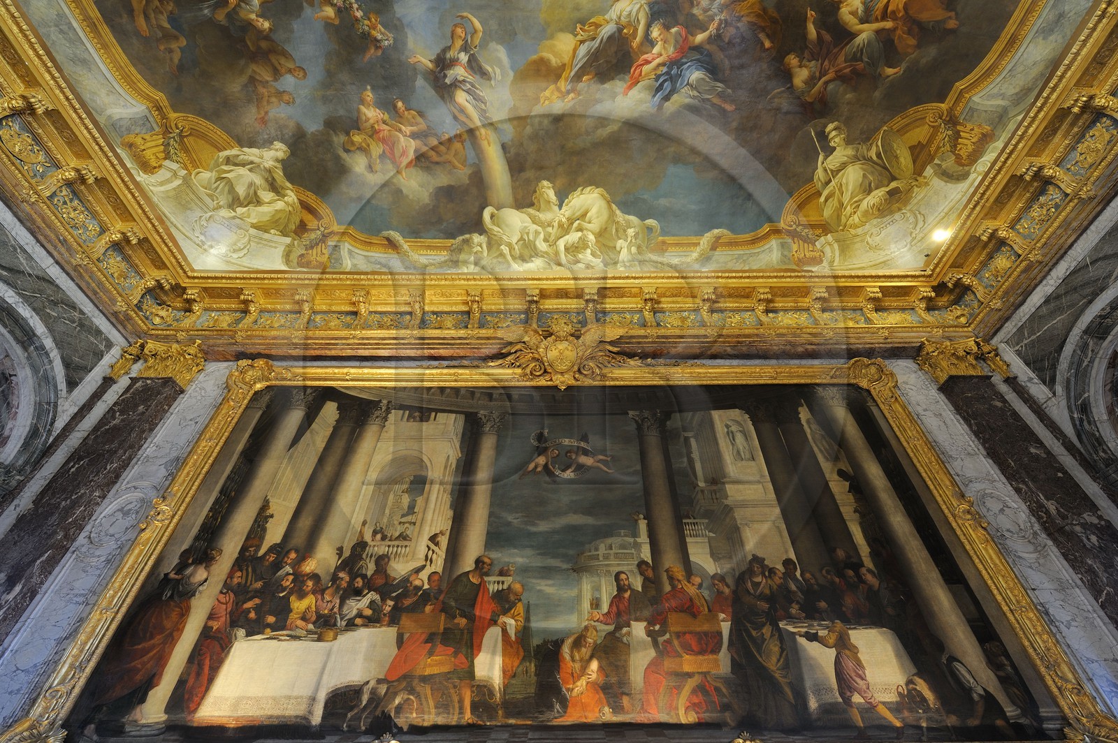 France, Yvelines, Chateau de Versailles, listed as World Heritage by UNESCO, Hercules Drawing room, the Feast in the House of Simon by Veronese