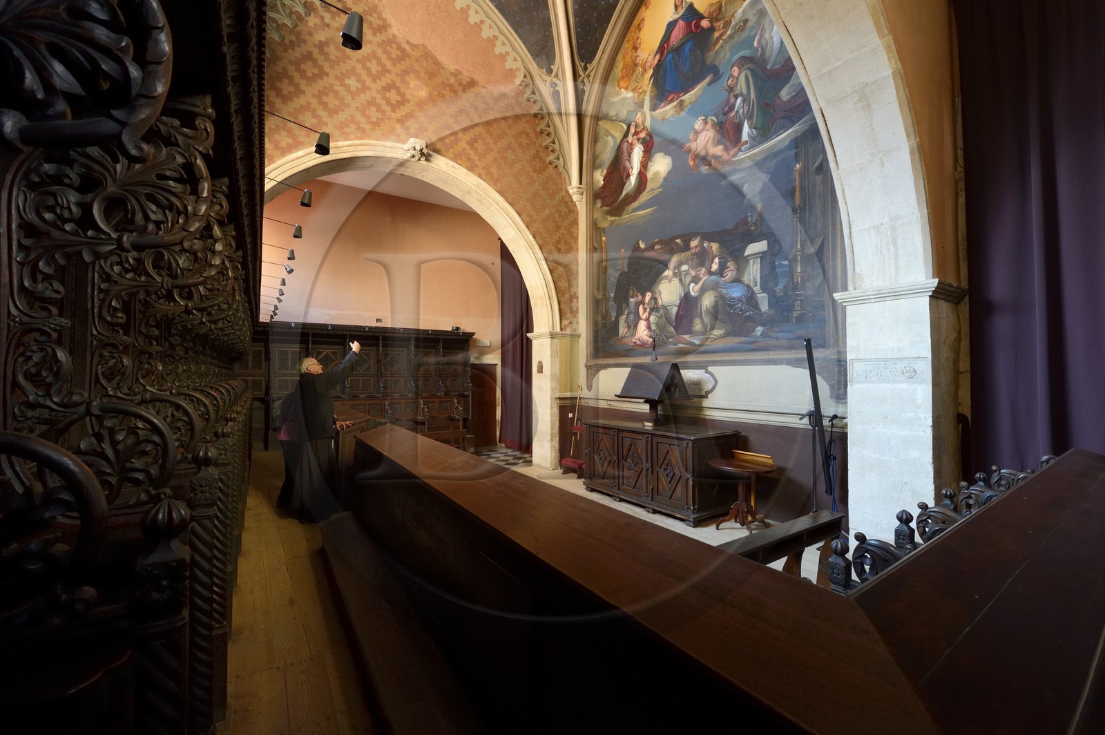 Croatie, Dalmatie, côte dalmate, Zadar, église et couvent Saint-François, salle de 1393 dans l'église pour le choeur pour les psaumes où se trouvait le Codex