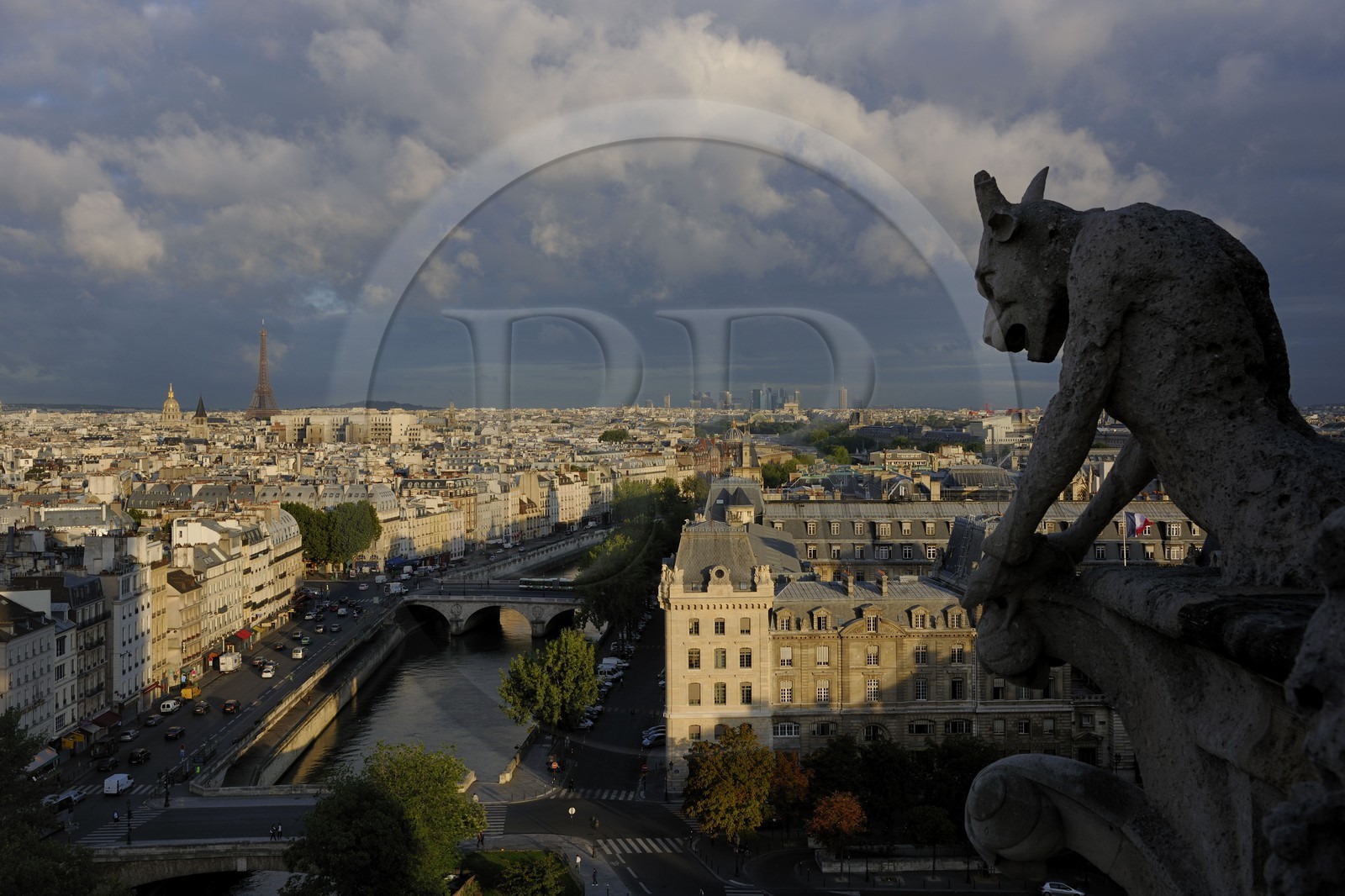 France, Paris, ile de la Cite, Notre-Dame Cathedral, the chimeras observe the city