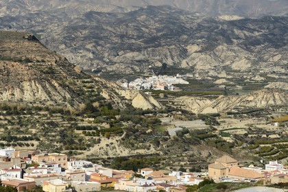 Spain, Andalusia, Almeria Province, Huécija and Bentarique in the background on the Tabernas Desert border