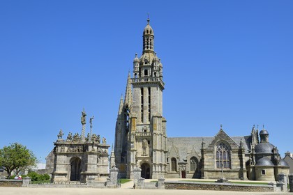 France, Finistere, Pleyben, the church and the calvary in the Parish close (enclos paroissial)