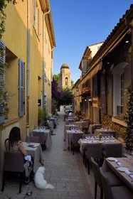 France, Var, Saint-Tropez, bell tower of the chapel of Mercy at the end of the rue du Portail Neuf