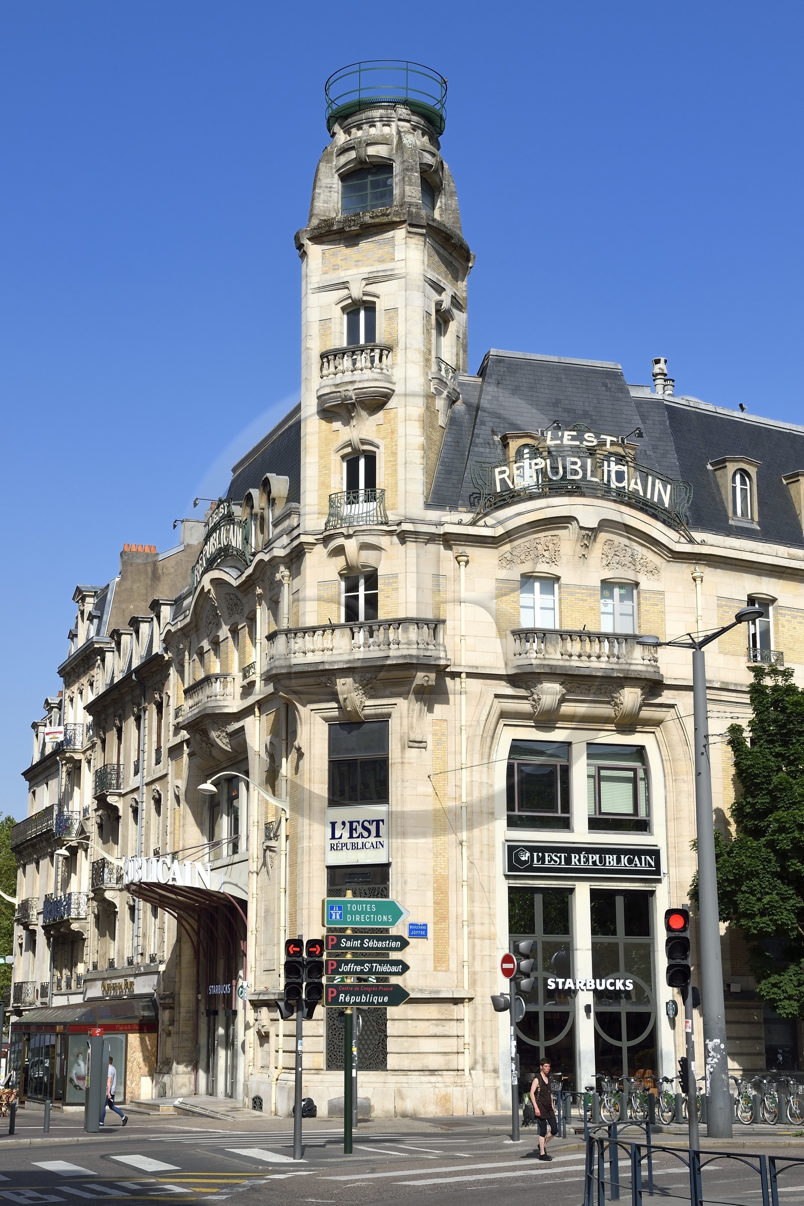 France, Meurthe et Moselle, Nancy, the district of the station, the building of the former headquarters of the newspaper L'Est Républicain of Art Nouveau style by the architect Louis Le Bourgeois of the School of Nancy