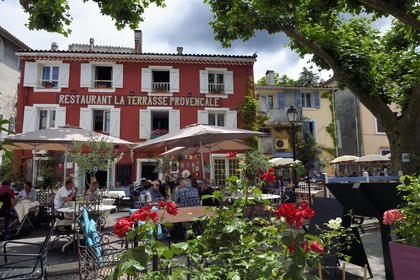 France, Var, Massif des Maures, Collobrières, restaurant La Terrasse Provencale on the place de la Republique