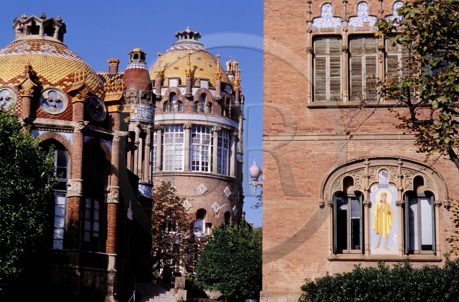 Espagne, Catalogne, Barcelone, carrer de Cartagena, Hospital de la Santa Creu i de Sant Pau (1905-1908), classé Patrimoine Mondial de l' UNESCO, de l' architecte Domenech i Montaner