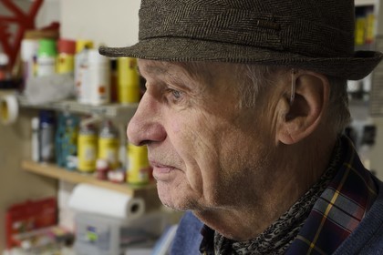 France, Paris, the artiste Jacques Villeglé in his workshop