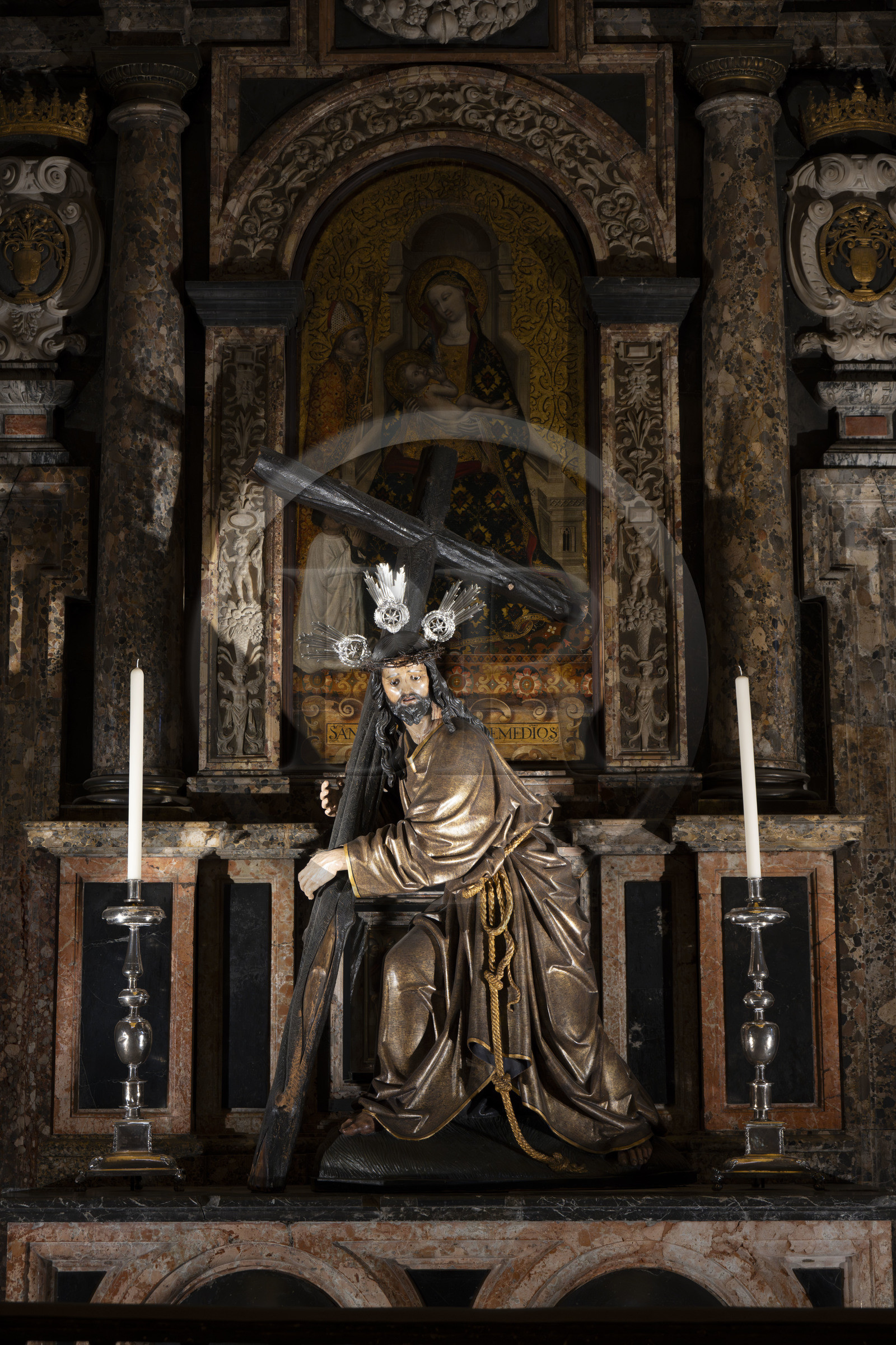 Espagne, Andalousie, Séville, la cathédrale, classé Patrimoine Mondial de l'UNESCO, le chœur arrière (trascoro) baroque réalisé au début du XVIIème siècle